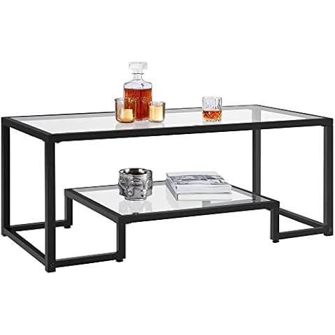 Yaheetech Modern 2-Tier Glass Coffee Table Cover