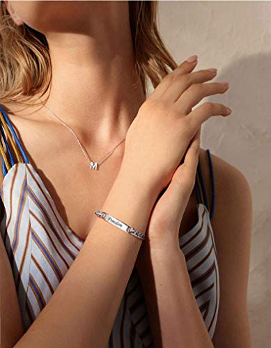 Findchic Custom Id Bar Bracelets For Men Women Stainless Steel Chunky Cuban Link Chain 7Inch Wrist Links Inspiration Bracelets Couples Name Plate Matching Bangles Jewelry Gift #TOP4