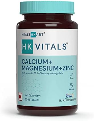 Keelan HK Vitals Calcium Magnesium & Zinc Tablets with Vitamin D3, Calcium Supplement for Women and Men, for Bone Health & Joint Support, 60 Calcium Tablets