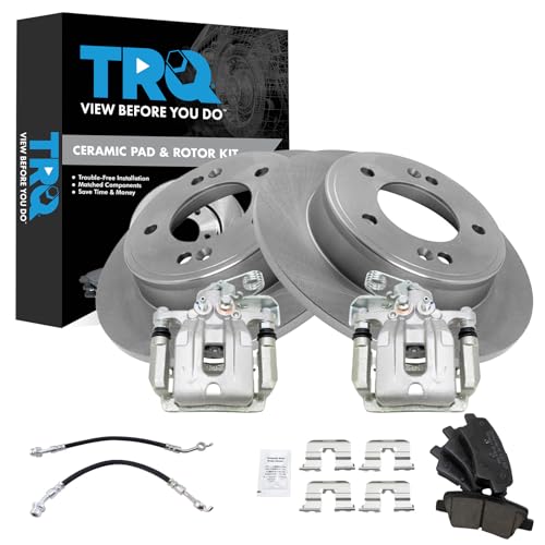 Image of TRQ Rear Brake Pad and Rotor Set Ceramic Calipers Compatible with 2011-2016 Hyundai Elantra 2013-2014 Elantra Coupe