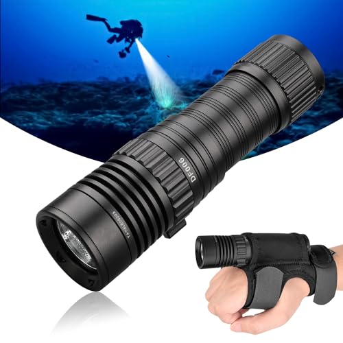 TrustFire DF006 Linterna De Buceo 2300 Lúmenes, IPX8 Impermeable Profesional Recargable Luz de Buceo para Cueva 100m Submarina de Noche, Para Buceo Pesca Camping Senderismo