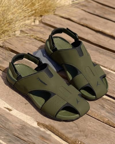 Image of TRACER Causal Sandals for Men's, Stylish & Comfortable, Eva with Rubber Randal Sole, Knitted Upper Lightweight & Breathable, Closure Velcro, Stylish Sandal, Size - 6 to 11