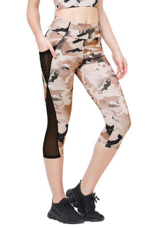 Image of JUST-Dry 3 /4 CAMO Printed MESH Workout Capri