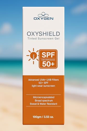 Image of OXYSHIELD Tinted Sunscreen Gel, SPF 50+ Broad Spectrum, Water-Resistant, 100gm