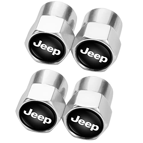 Tire Valve Stem Cap Cover for Jeep Grand Cherokee Wrangler Compass Renegade Patriot Grand Comander Belt O-Ring Seal Corrosion Resistant tire Valve caps, 4 Pack