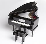 Broadway Gifts Black Baby Grand Piano Music Box with Bench and Black Case
