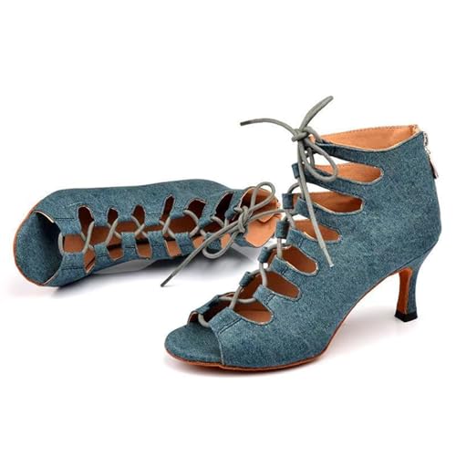 Chaussures de danse pour femmes bleues sandales tango jazz 41