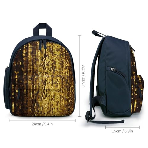 Gold Sequin Sparkle Backpack for Men Women, Durable Small Bookbag Lightweight Daypack for Travel, Hiking, Blue-style2
