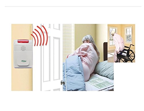 Cordless, Wireless Alarm with Both Bed & Chair Pads - No Alarm in Patient's Room - Plus Kerr Cleansing Wipes.