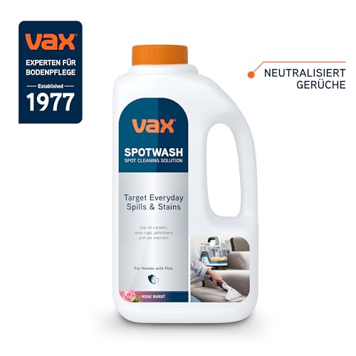 Vax SpotWash Reinigungslösung für Polster-und Teppichreinigung, Teppich-und Polstershampoo, Tierfreundlicher Fleckenentferner mit geruchsneutralisierender Formel für Sofas, Teppiche – Rose Burst, 1L