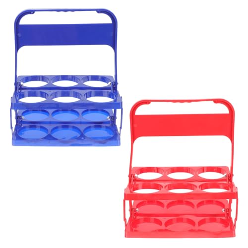 DECORNIJIA 2 Piezas de Cerveza Plegable Cesta para Botellas de Plástico con Asa Resistente Estante para Almacenamiento y Transporte de Vino Fiestas y Bares Azul y Rojo
