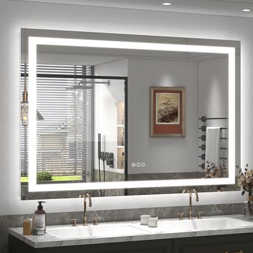 Amazon.com: Amorho LED Bathroom Mirror 60''x 40'' with Front and ...