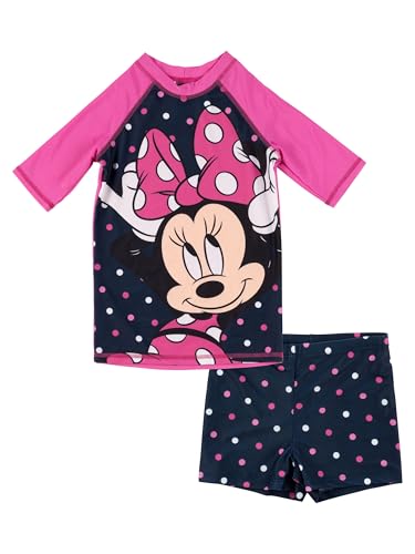 Maillot de bain 2 pièces Disney Minnie anti-UV 30 rose et bleu fille taille 110/116