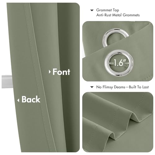 Image of MIULEE Blackout Curtains for Bedroom Living Room 2 Panels, Thermal Insulated Room Darkening Drapes Grommet Noise Reducing Light Blocking Window Treatments 84 Inches Long 40x84 Inch Sage