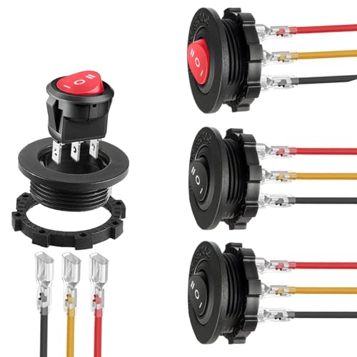 RUNCCI-YUN 4Pcs interrupteur a bascule 12v, interrupteurs à bascule ronds 6A/250V AC 10A/125V DC SPST 3Broches 3 positions i ON/OFF/ON Commutateur avec...