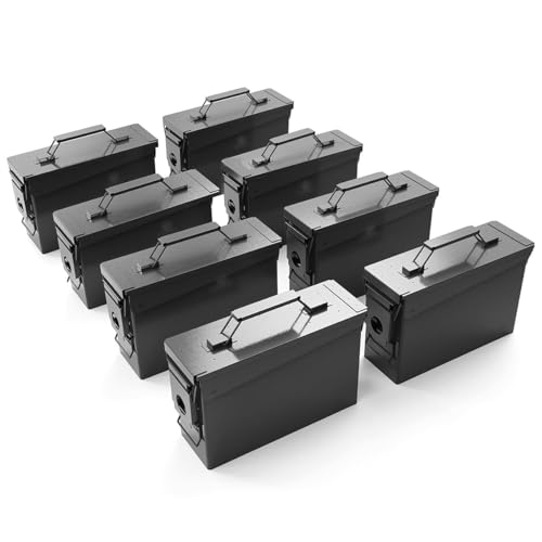 PATRON Caixa de munição de metal 30 cal, caixa de armazenamento de 9 mm, caixa de armazenamento para espingarda, rifle, nerf, munição, impermeável, organizador para homens, caixas de presente para pai