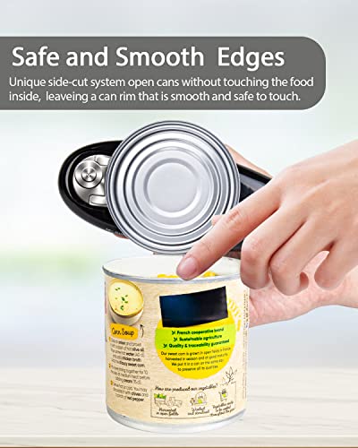 Electric Can Opener For Kitchen- Hand Held Automatic Can Opener With Smooth Edge, Portable And Battery Operated, Can Opener For Seniors With Arthritis, Easy One Touch To Open Any Size Cans, Black #TOP1