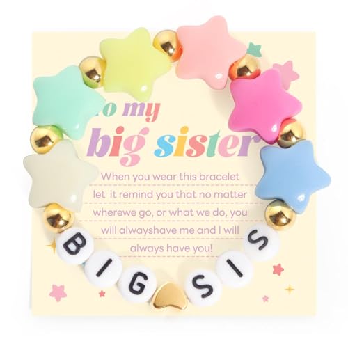 Image of Colorful Big Sister Bracelet Little Sister Bracelet Letter Beads and Heart Beads Bracelet Y2K Jewelry Gifts for Women