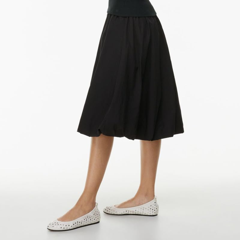 Women Low Waist A Line Ruffle Bubble Long Skirts Solid Pleated Maxi Skirts Casual Summer Balloon Puffy Midi Skirts4