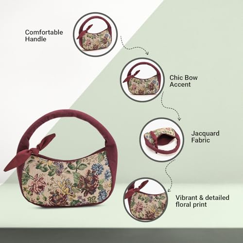 Image of Boho Girl Indigo Blossom Tote Bag - Navy Blue Floral Handbag for Women with Embroidered Flowers, Padded Handle & Ribbon Detail - Chic Shoulder Bag for Travel, Brunch