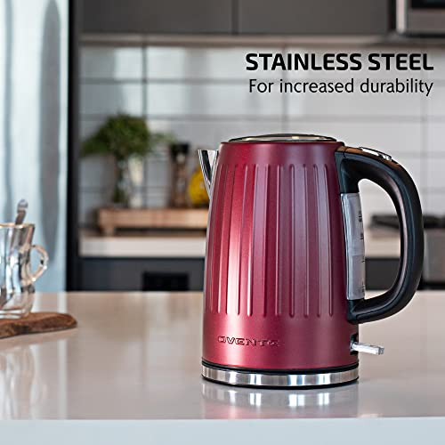 OVENTE Electric Kettle, 1.7L Stainless Steel Fast Boiling Water Heater with 1750W Power, BPA Free & Cordless Body, Auto Shut-Off, Boil-Dry Protection, Indicator Light & Removable Filter, Maroon KS711M - Image 5