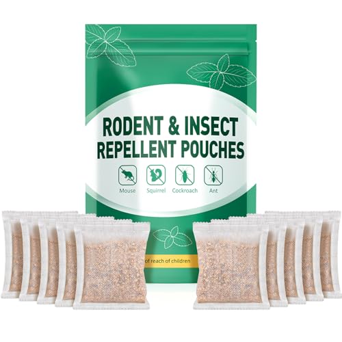 Mouse and Rodent Repellent Pouches,Natural Rat Deterrent Peppermint Oil 10 Packs to Repel Mice...