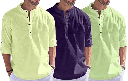 Image of Combo of Men Solid Cotton Blend Straight Kurta Shirt Pack of 3