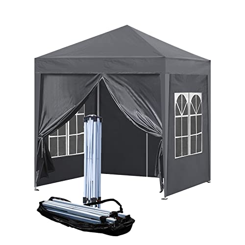 TUKAILAI Pavillon 2x2m Wasserdicht Stabil Winterfest mit 4 Seitenteilen, Pop-up Faltpavillon Höhenverstellbar, UV Schutz 50+, Faltbar Gartenzelt Partyzelt, Pavillion mit Tragetasche