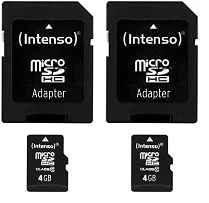 Intenso microSDHC 4GB Class 10 Speicherkarte inkl. SD-Adapter, schwarz (Packung mit 2)