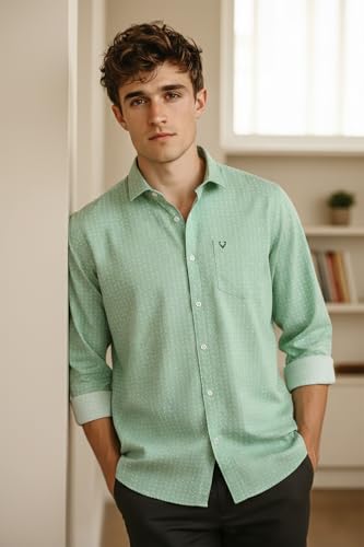 Image of Allen Solly Men's Cotton Casual Shirt | Ditsy Dotted Print | Regular Fit | Soft Breathable Fabric | Smart Casual Wear