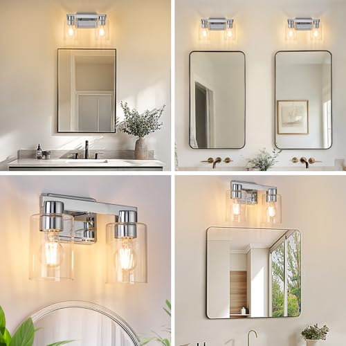 AURYNIX 2-Light Bathroom Light Fixtures with Clear Glass, Chrome by AURYNIX - Used condition - Image 8