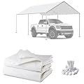 10 x 20 FT Carport Canopy Replacement Cover, Garage Top Tent Shelter Tarp with 42 Ball Bungee Cords, Car Shade Canopy Tent Replacement Cover UV & Tear Resistant (Only Cover, Frame Not Include) (1)