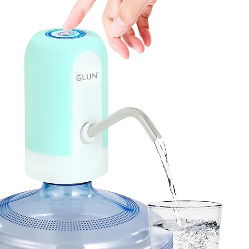 Image of GLUN Portable Automatic Water Dispenser Pump, 1 Pack Rechargeable Refreshing Turquoise Colour Water Can Suction Pump, Type-C Cable, Compatible with 5-20 L Bottles