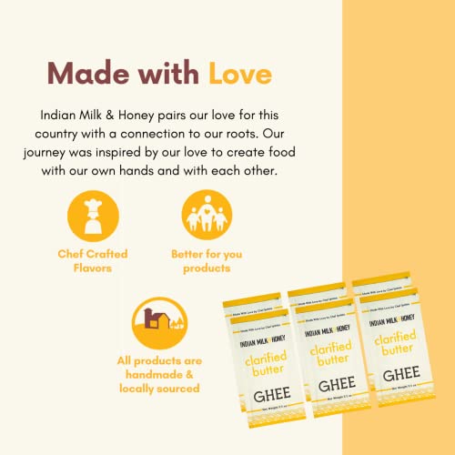 Classic Ghee Butter, Grass-Fed By Indian Milk & Honey, 0.5 Oz X 6 | Ghee In Portable Sachets | Handmade & Locally Sourced Ghee Clarified Butter | Lactose, Gluten & Casein Free #TOP5