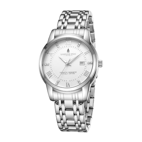 Image of London Fog Regent Collection Analog Quartz Watch for Men with Round Dial and Stainless Steel Strap, Metal Case, Date Display, Luminous Hands & Hour Markers, Water Resistant