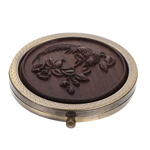 minkissy Foldable Portable Makeup Mirror Antique Wooden Design Double Sided Glass Compact for Travel for Women Lightweight and Convenient for Go Touch Ups