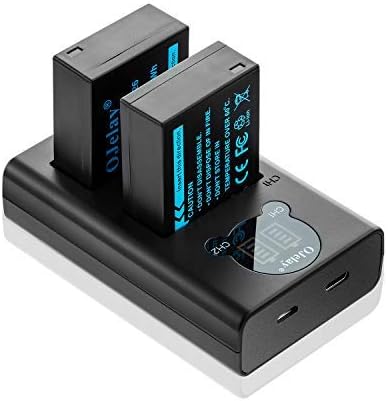OJelay NP-W126 Battery 2 Packs Replacement Battery 1020mAh with Dual Battery Smart LED Display Charger Compatible with Fujifilm HS30EXR,X-A1,X-A2,X-E1,X-M1,X-Pro1,X-Pro2,X-T1,X-T100,and More 
