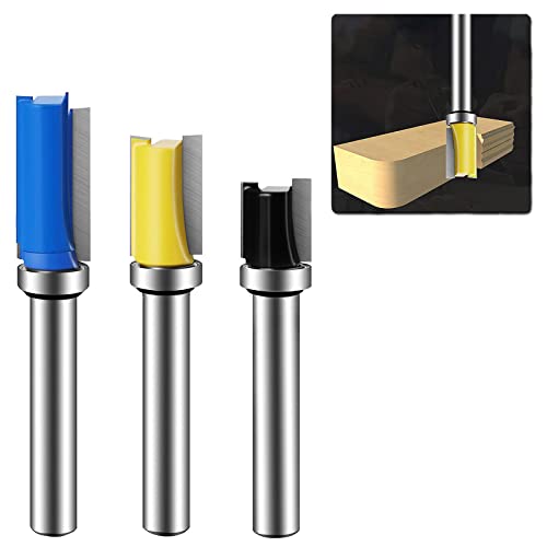 3 Piezas Cortador Al Ras 8mm, Router Bits Fresa Recta, 8mm Fresas para Madera, Fresas para Madera para Carpintería Bricolaje, 3 Longitudes de Corte Diferentes, para Recortar, Grabar, Cortar