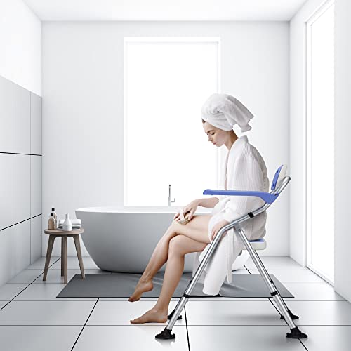 Outspurge Shower Chair For Inside Shower & Bathtub, Folding Shower Chair With Arms And Back, Adjustable Height Shower Stool For Senior, Disabled, Supports Up To 440 Lbs #TOP1