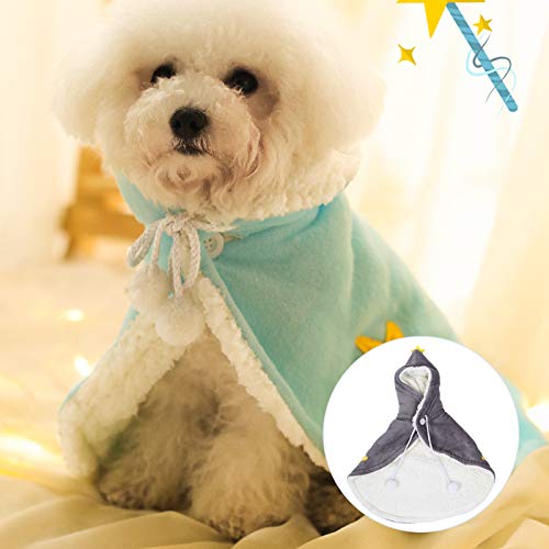 Camisola com manto de lã e quente para gatos de estimação (estrela cinza com cordão código S)