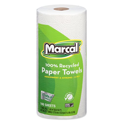 Marcal Paper Towels U-Size-It Sheets 2 Ply 140 Sheets Per Roll 100% Recycled - 12 "Roll Out" Rolls Per Case Green Seal Certified Paper Towel Rolls 06183 - Thumbnail 3