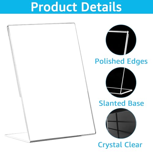ZOFUN 10 Stück Aufsteller A4, Tischaufsteller A4 Acryl ständer A4, Schräg Tischaufsteller a4 Werbeständer/L-Ständer,Transparent Din A4 Aufsteller für Fotos, Cafés, Restaurants, Ausstellungen, Büros