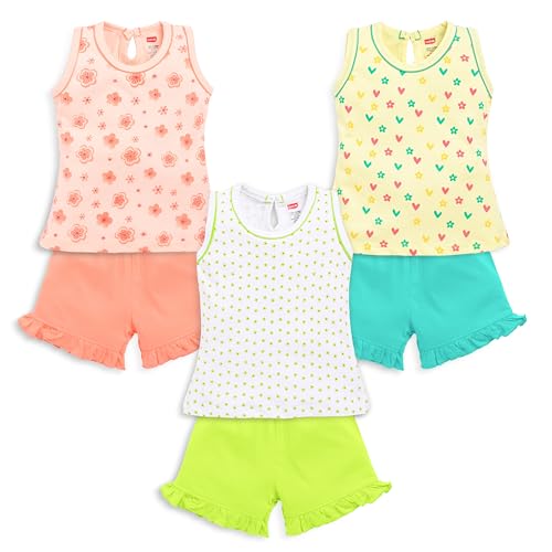 Image of LuvLap Baby Girls 100% cotton Sleeveless Girls Top CoSet Pack of 3