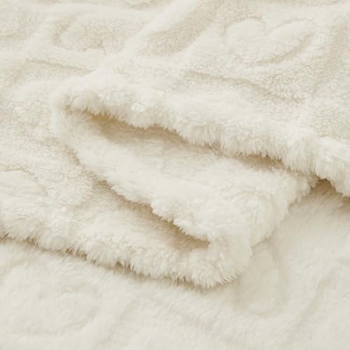 Image of CREVENT 30 inchX40 inch Cozy Soft Warm Sherpa Baby Blanket for Girls Boys, Newborn Essentials for Infant, Baby Shower Receiving Gift - White Heart 75X100cm