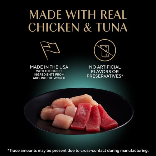 Image of Sheba Perfect Portions Cuts Wet Cat Food, Chicken & Tuna, 2.6 oz, 12 ct | Grain-free, Chicken & Tuna in gravy, no corn or soy, no fillers, snap-peel-serve twin-pack trays, zero messy leftovers