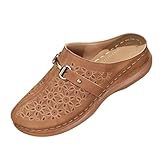 Femme Sandales Orthopédiques Compensées Sabot Mules Anti-dérapantes Respirantes Bout Fermé Légère Sandale Femmes Confort OrthopéDique Semelle Amortissante Chaussures de Plage Vacances Loisirs Romain