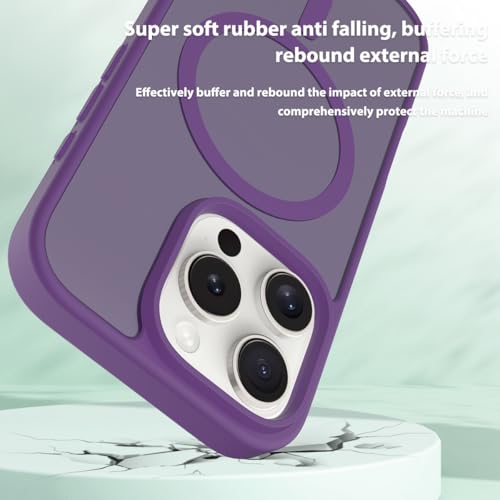 Image of for iPhone 16 pro Case [Compatible with Magsafe] Translucent Matte Phone Cover, [10 FT Military Grade Drop Protection] Slim Durable Shockproof Protective Bumper (Purple, iPhone 16 Pro)