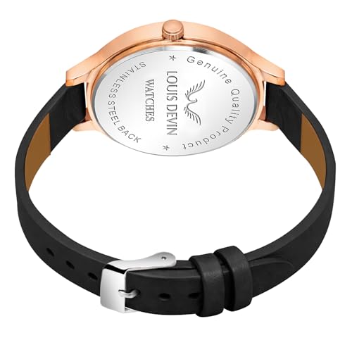 Image of LOUIS DEVIN Pink /Beige /Brown /Black Faux Leather Strap Analog Wrist Watch for Women (Silver /Rose Gold /Brown /Black Dial) | LD-CP501