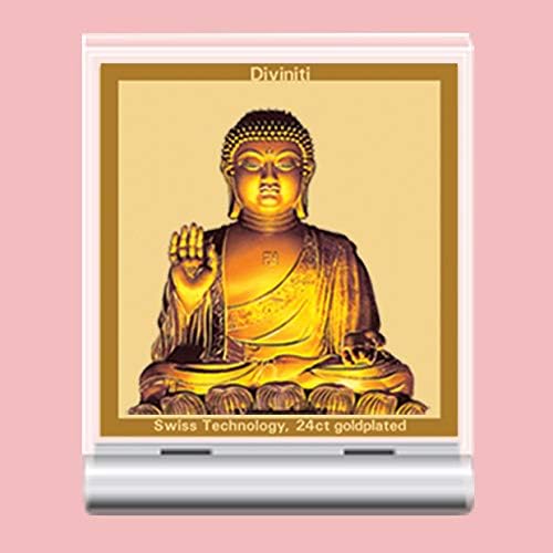 Buddha Gold Plated Photo Frame for Car Dashboard, Table Decor| ACF 3A Acrylic Photo Frame and 24K Gold Plated Foil| Religious photo frame for Pooja, Gifts Items (5.8CM X 4.8CM)-AMZ1, zzzz-s,