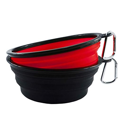 HINMAY Large Dog Bowls Food Grade Silicone BPA Free Foldable Travel Dog Bowl, Pack of 2 (Red+Black)